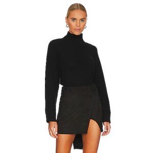 RAILS Black Rafael Rib Knit Merino Wool Turtleneck Open Back Tie Sweater Small